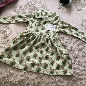 NWT kate Quinn long sleeve tiny calendula organic cotton button apron dress